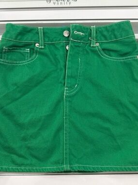 Forever 21 Green Denim Mini Skirt